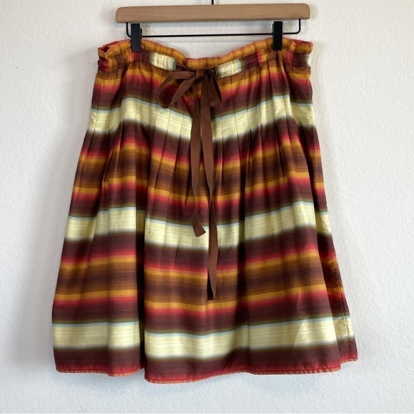BCBG Maxazria Retro Brown Stripe Cotton Skirt Size Small - Picture 1 of 7